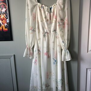 Floral Long Sleeve Midi Dress